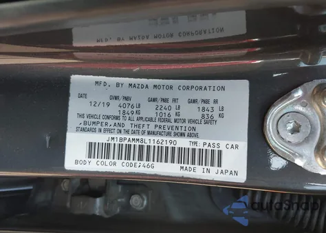 2020 Mazda Mazda3 Preferred Package from USA, damaged, VIN JM1BPAMM8L1162190